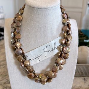 New Silpada Bronze Pearl Coin Necklace